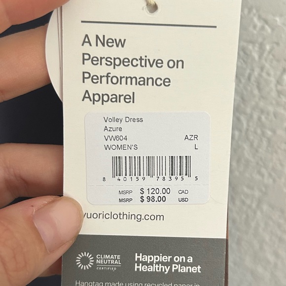 NWT Vuori Volley Azure Gray Dress Size Large - Picture 3 of 8